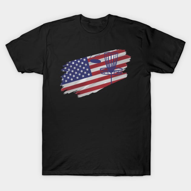 Disk Golf American Flag T-Shirt by BeeFest